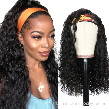 BIS 28 Brazilian 100% human hair curly wave headband  wigs seamless wigs 150 density Remy human hair wigs for black women